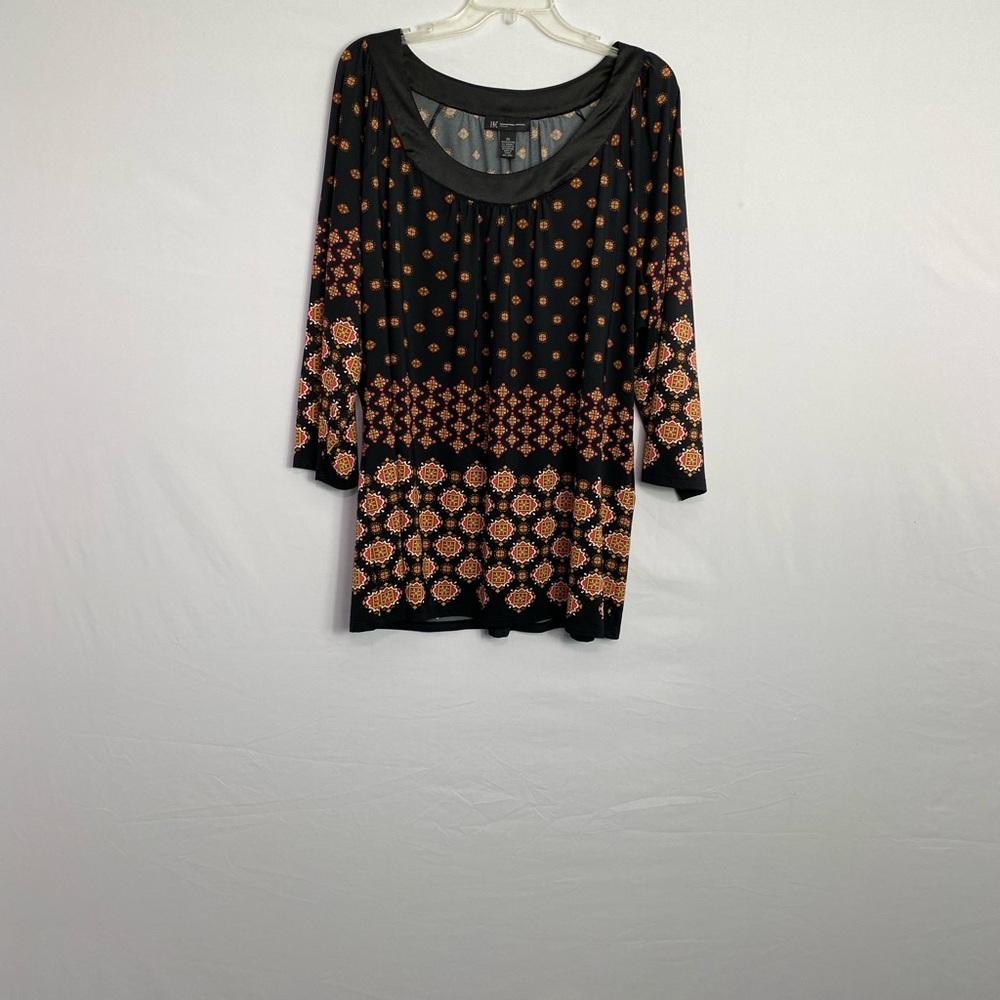 INC International Concepts Black and Orange Blouse